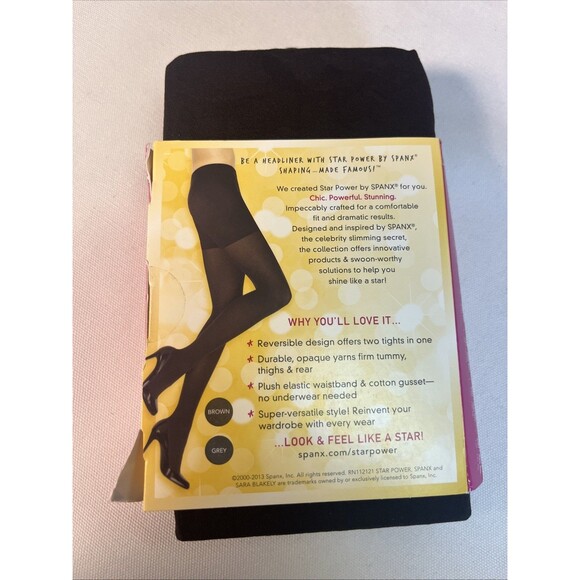 SPANX Star Power Center Stage Reversible Shaping Tights Java/Black Size A NWT - Picture 3 of 5